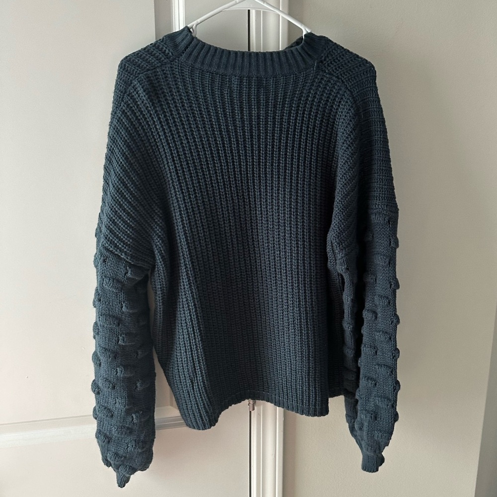 Dark Teal Balloon Sleeve Sweater